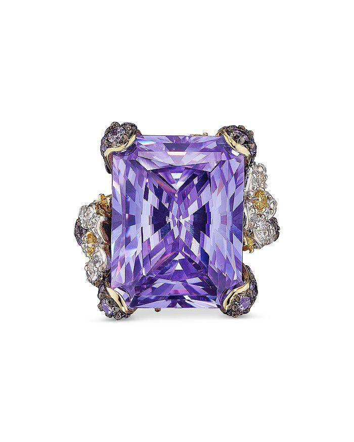 Anabela Chan 18K Yellow Gold Plated Sterling Silver English Garden Simulated Amethyst & Simulated Diamond Cinderella Ring