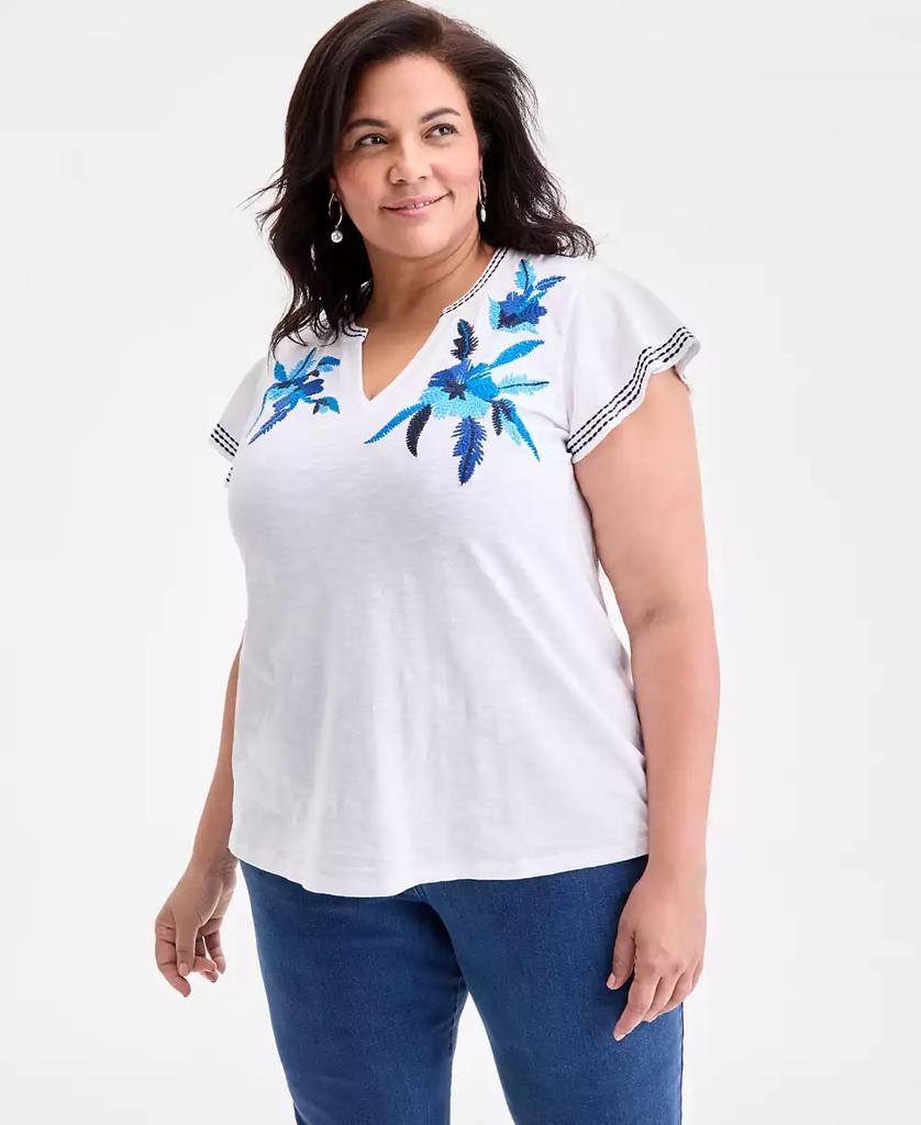 売れ筋商品|||スタイルアンドコー カットソー トップス レディース Plus Size Flutter-Sleeve Top, Exclusively at Macy's Aqua Swirl Style & Co Plus Size Flutter-Sleeve Top, Exclusively at