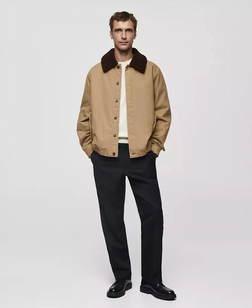 Mango Men
s Sheepskin Collar Quilted Jacket 4