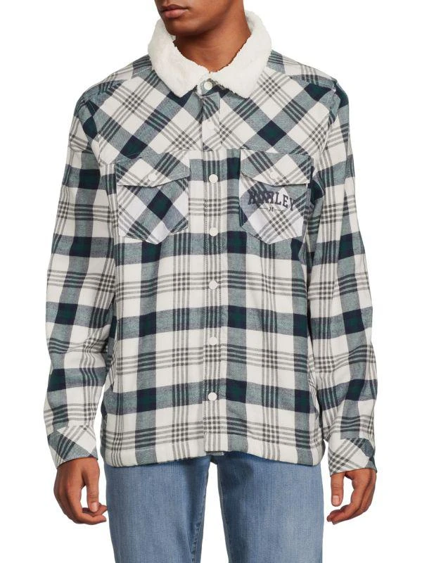 Hurley Plaid Faux Shearling Lined Shacket 1