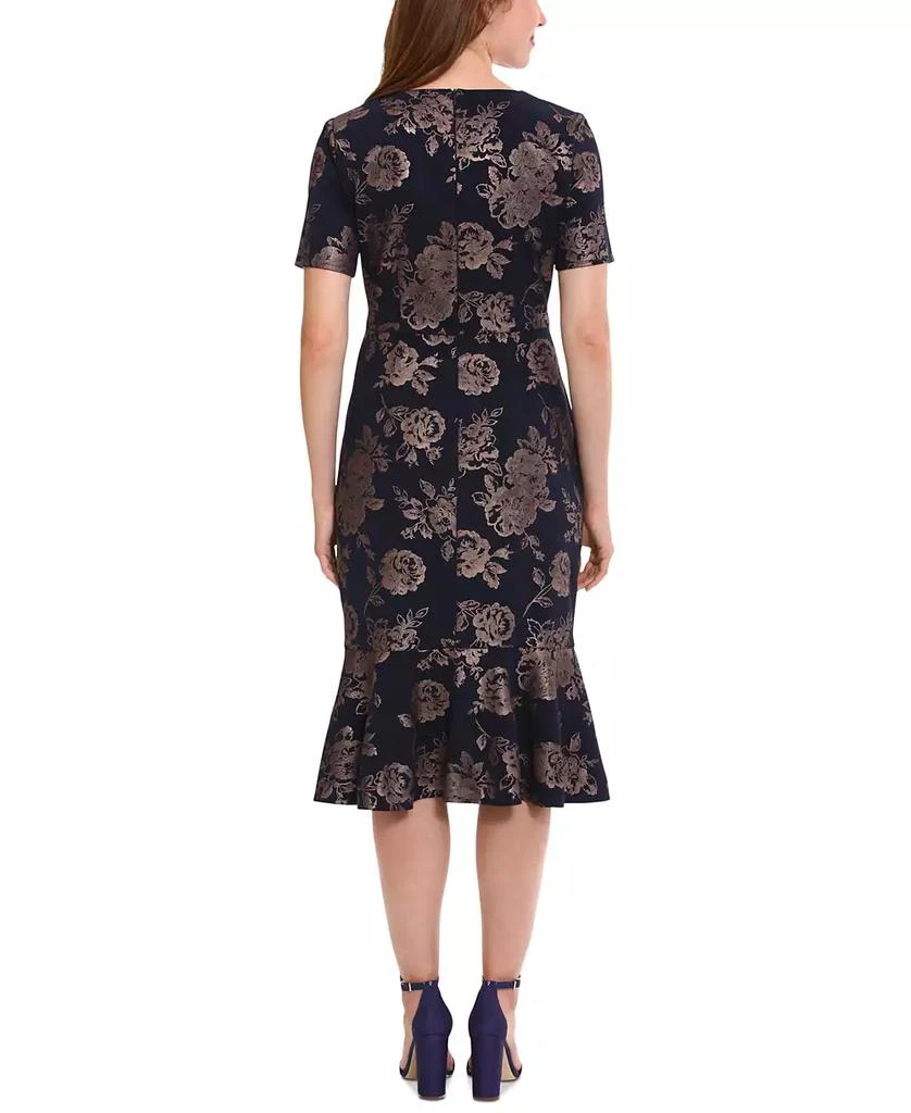 London Times Petite Twist-Waist Flounce-Hem Midi Dress 6