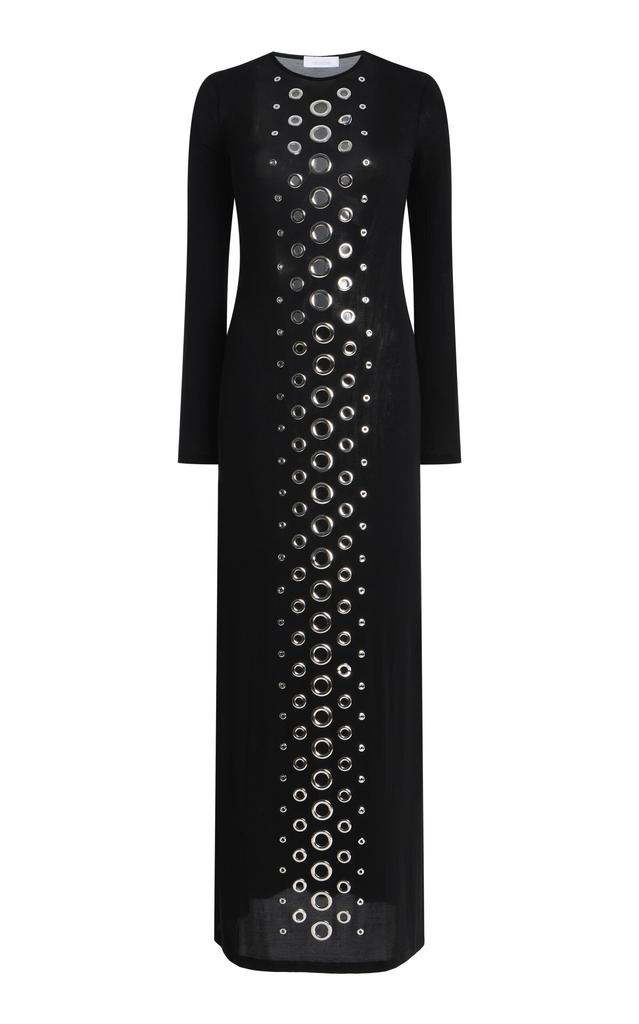 Rabanne Rabanne - Grommet-Embellished Jersey Maxi Dress - Black - FR 40 - Moda Operandi