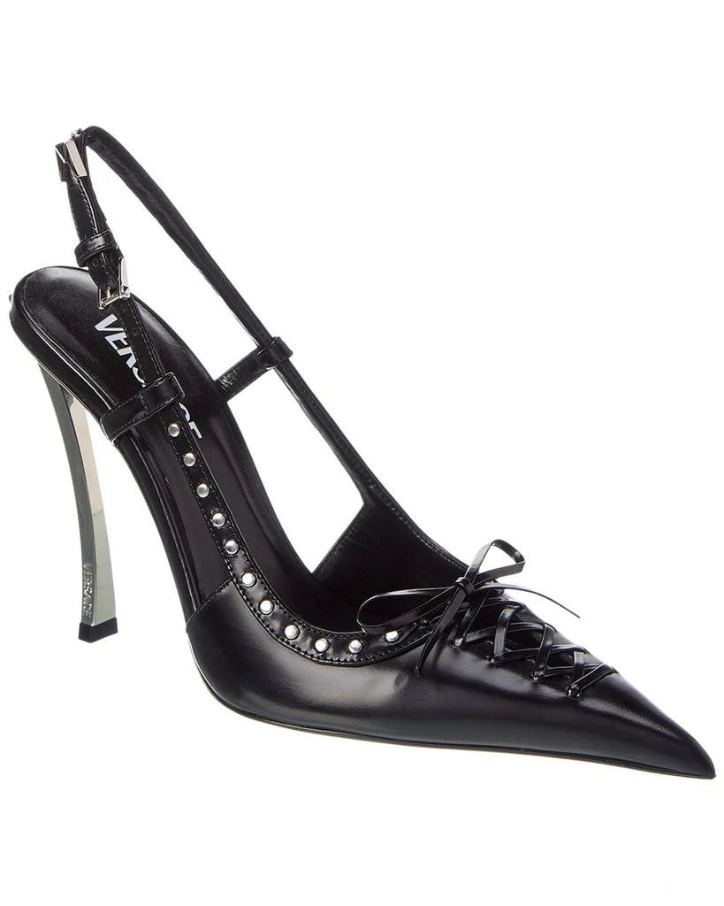 Versace Laced Pin-Point Leather Slingback Pump 1