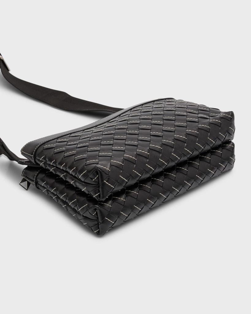 Bottega Veneta Men's Duo Intrecciato Leather Crossbody Bag