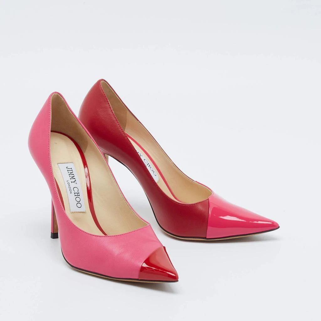 Jimmy Choo Jimmy Choo Pink/Red Patent and Leather Asymmetric Love Pumps Size 37 4