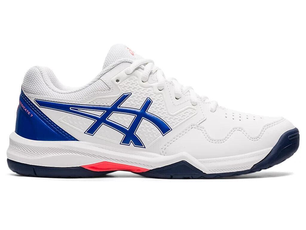 Asics Gel-Dedicate 7 1042A167.101 Sneaker Women White Blue Tennis Shoes EEE2895 (White,5.5)