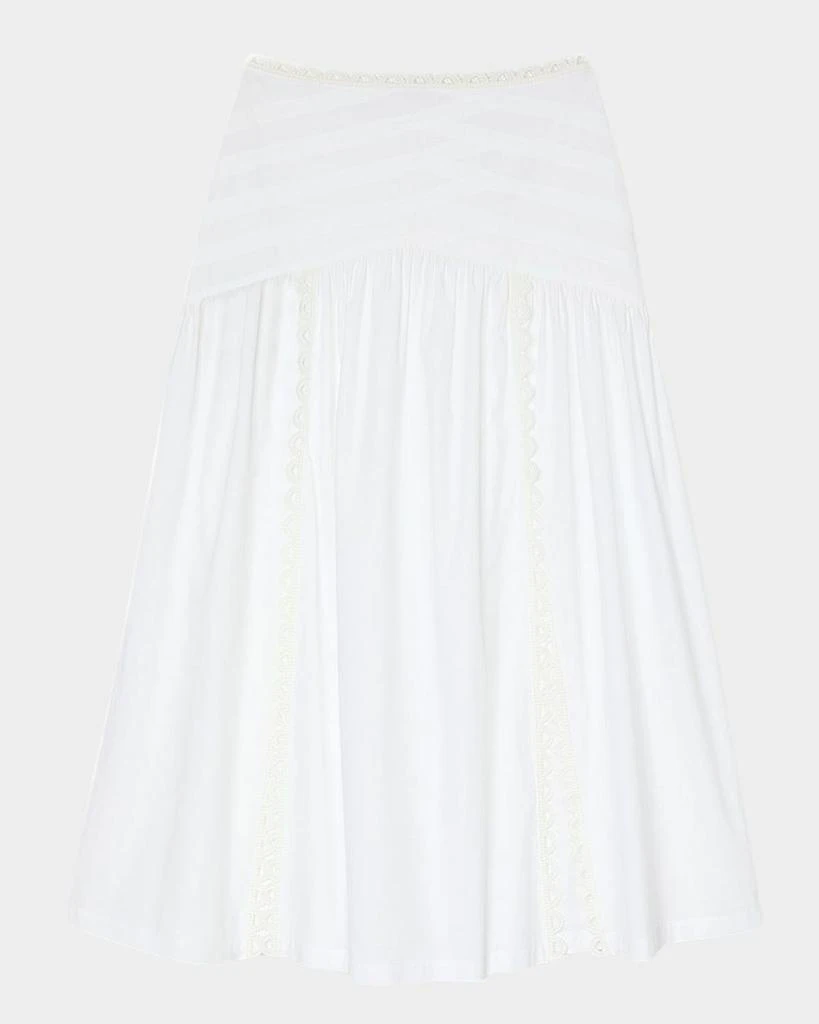 Sandro Chica Embroidered Cotton Midi Skirt 1
