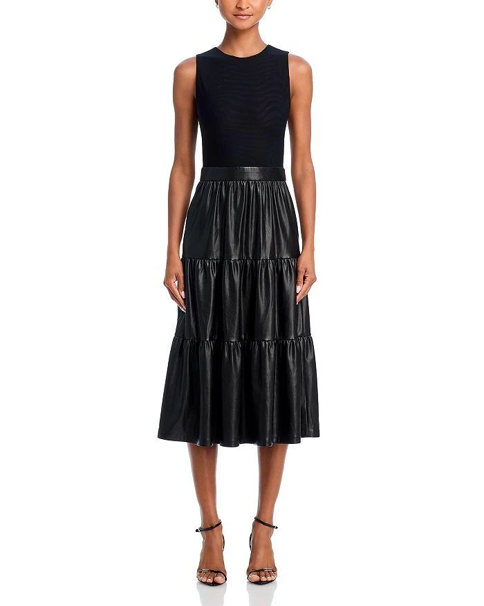 Alice + Olivia Chara Sleeveless Faux Leather Midi Dress 7