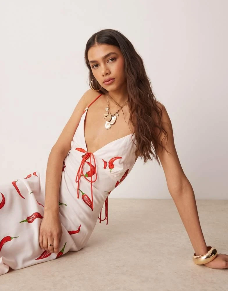 ASOS ASOS DESIGN cami cross back maxi dress in chilli print 2