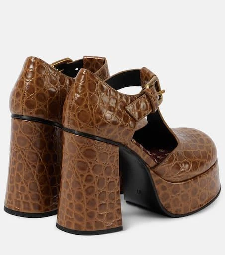 ETRO Croc-effect leather Mary Jane pumps 3