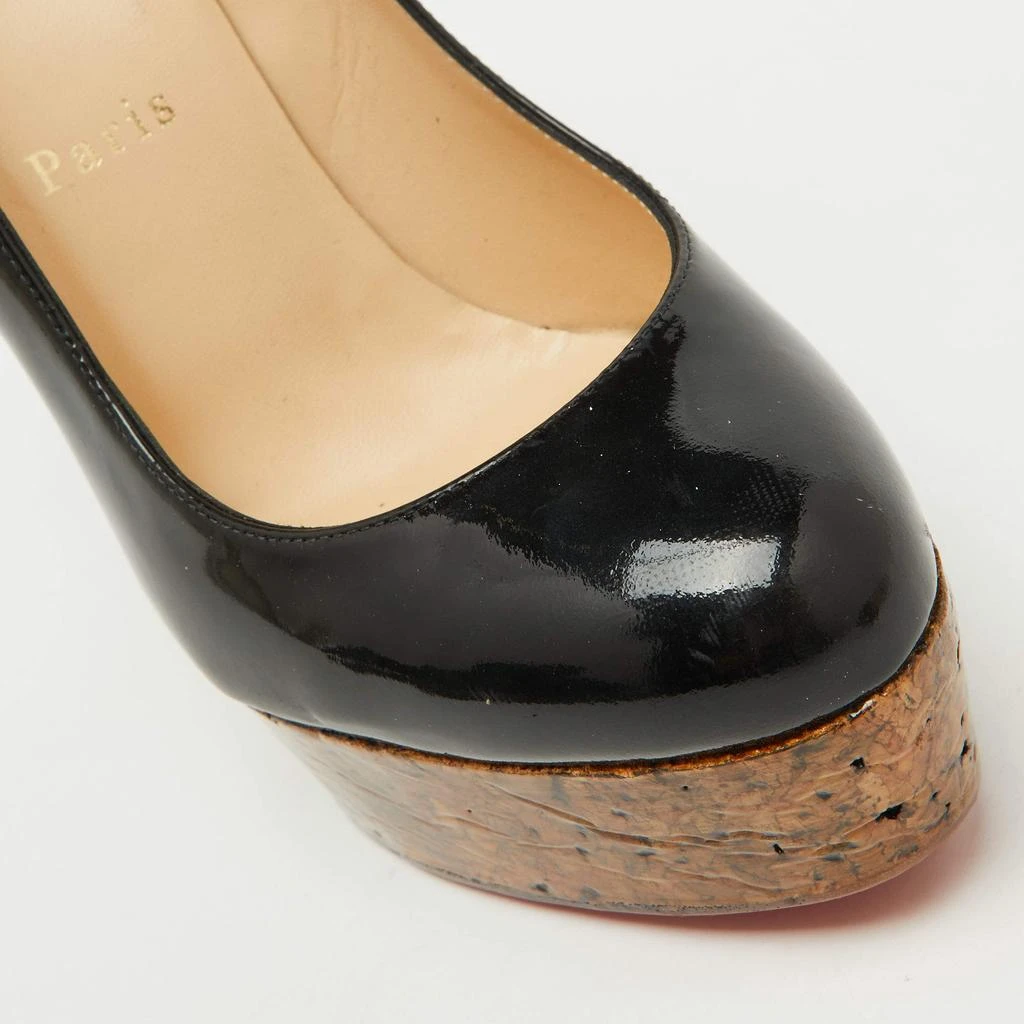 Christian Louboutin Christian Louboutin Black Patent Leather Cork Platform Wedge Pumps Size 36 7