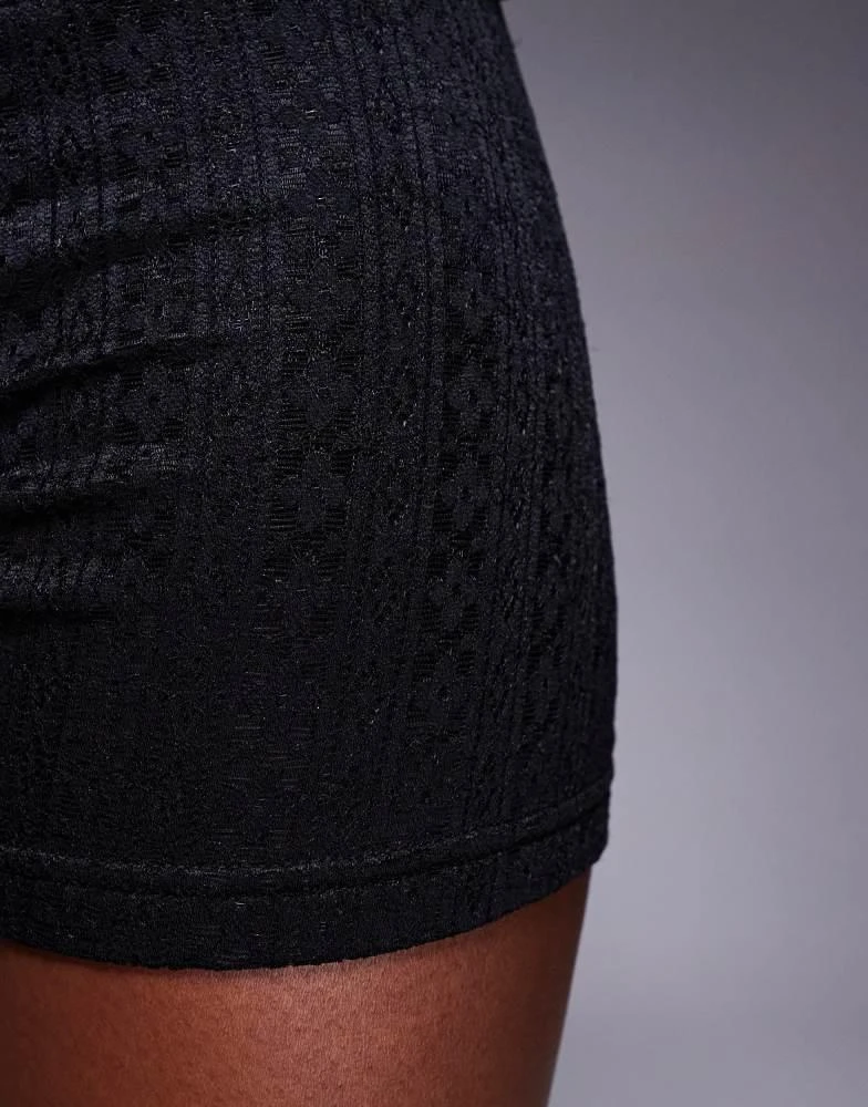Princess Polly Princess Polly fold over lace mini shorts in black 5