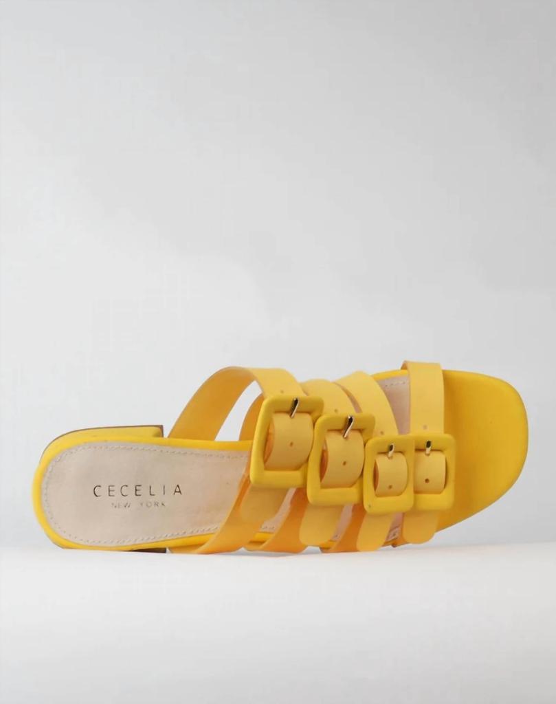 Cecelia New York Lexington Slide Sandal In Yellow