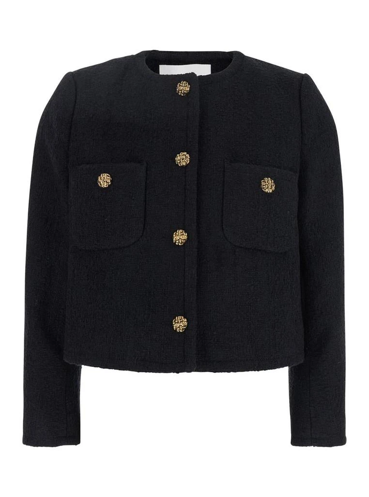 Ba&Sh 'Meredith' Black Crop Jacket With Round Neck And Metal Buttons In Cotton And Wool Blend Woman 1