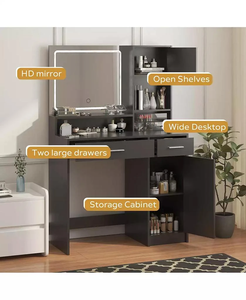 Streamdale Furniture LED Vanity Desk with Mirror, Drawer
Storage 6