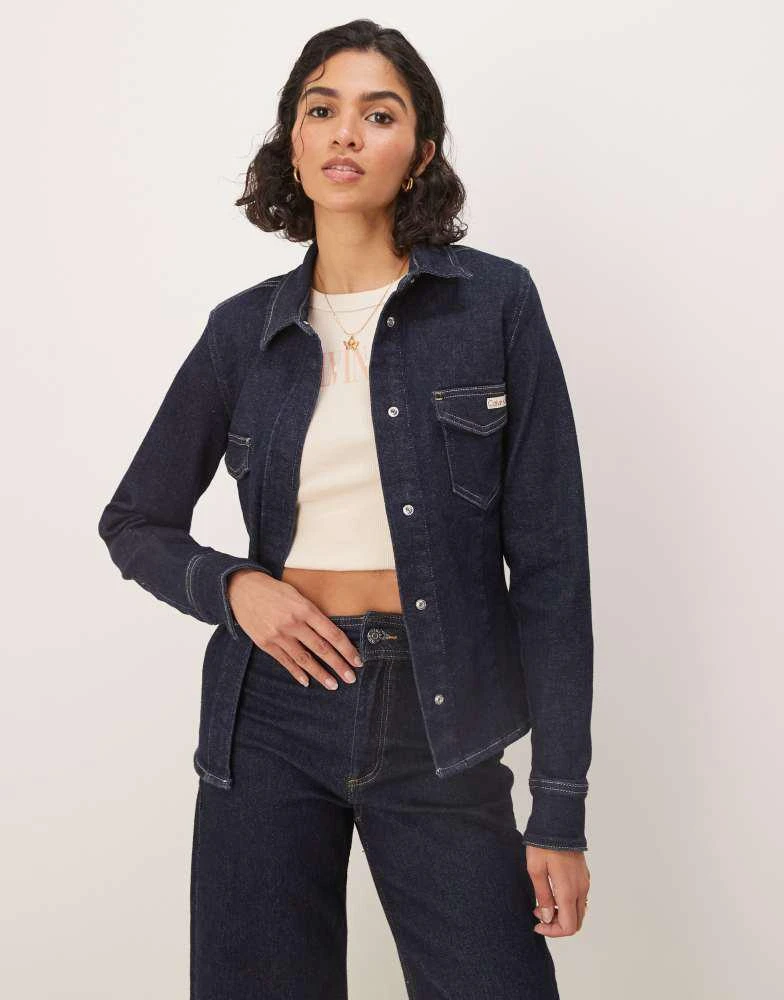 Calvin Klein Calvin Klein Jeans structured denim top in dark wash 1