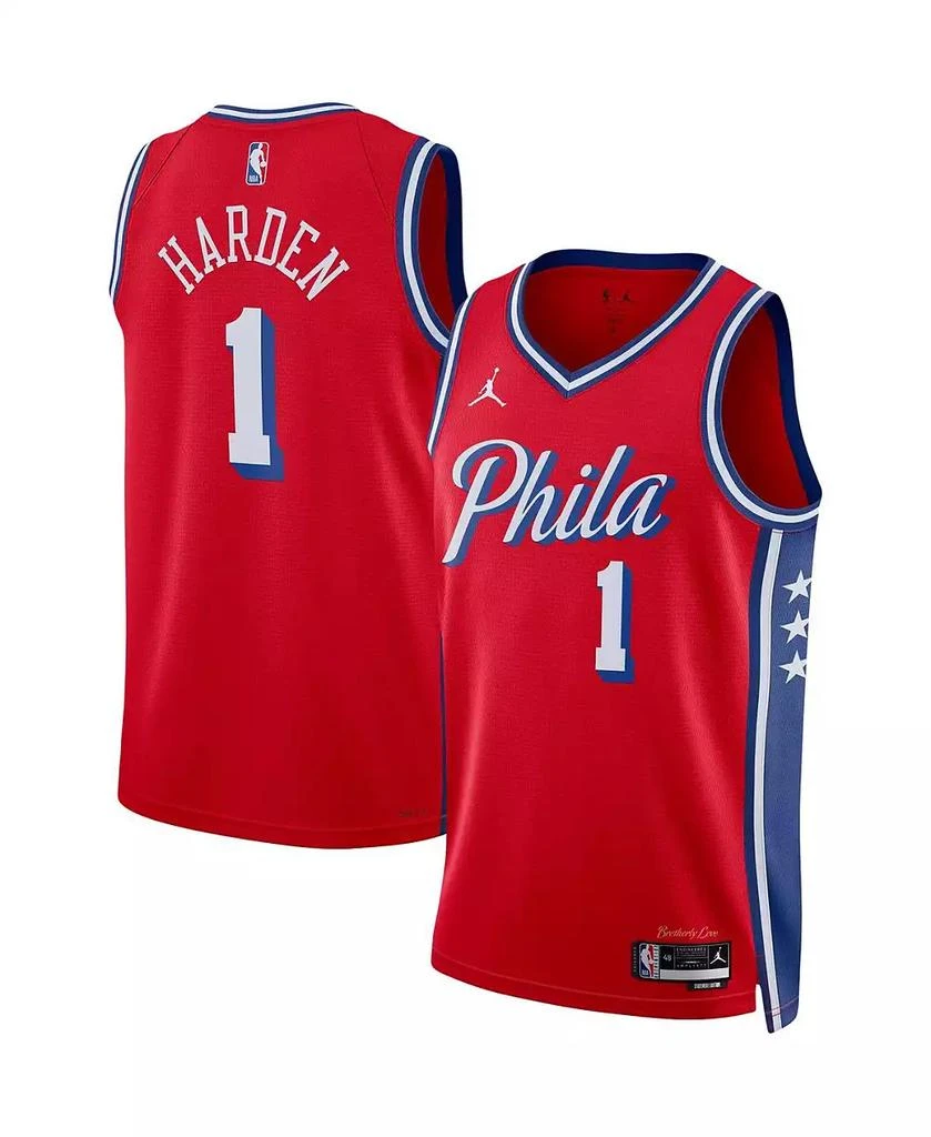 Jordan Men's James Harden Red Philadelphia 76ers Statement Edition Swingman Jersey 1