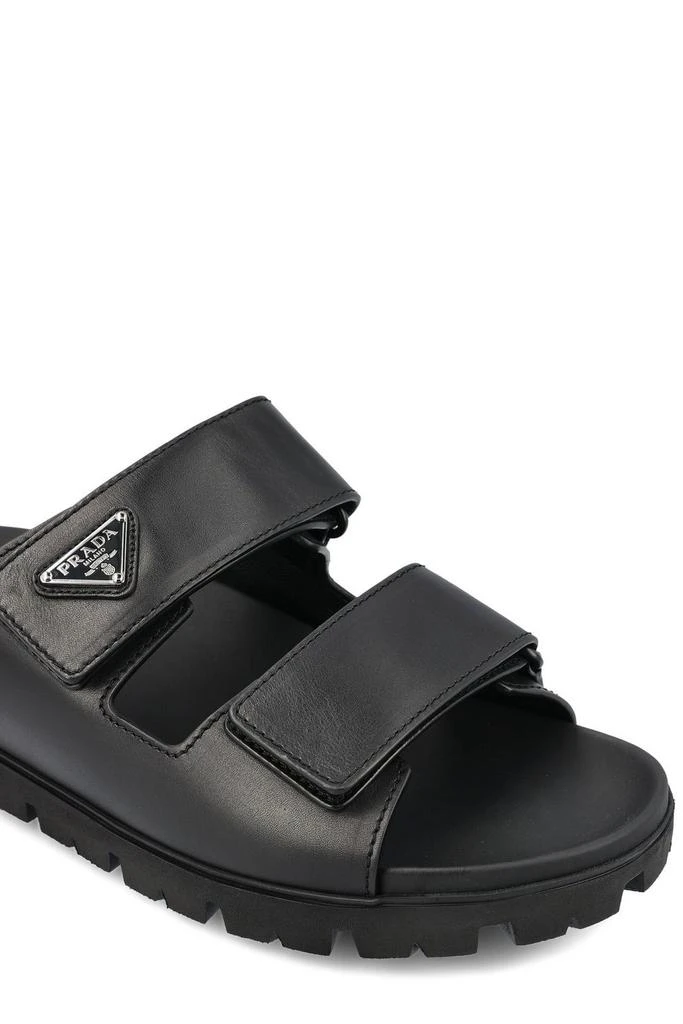 Prada Prada Enamel-Triangle Slip-On Sandals 4