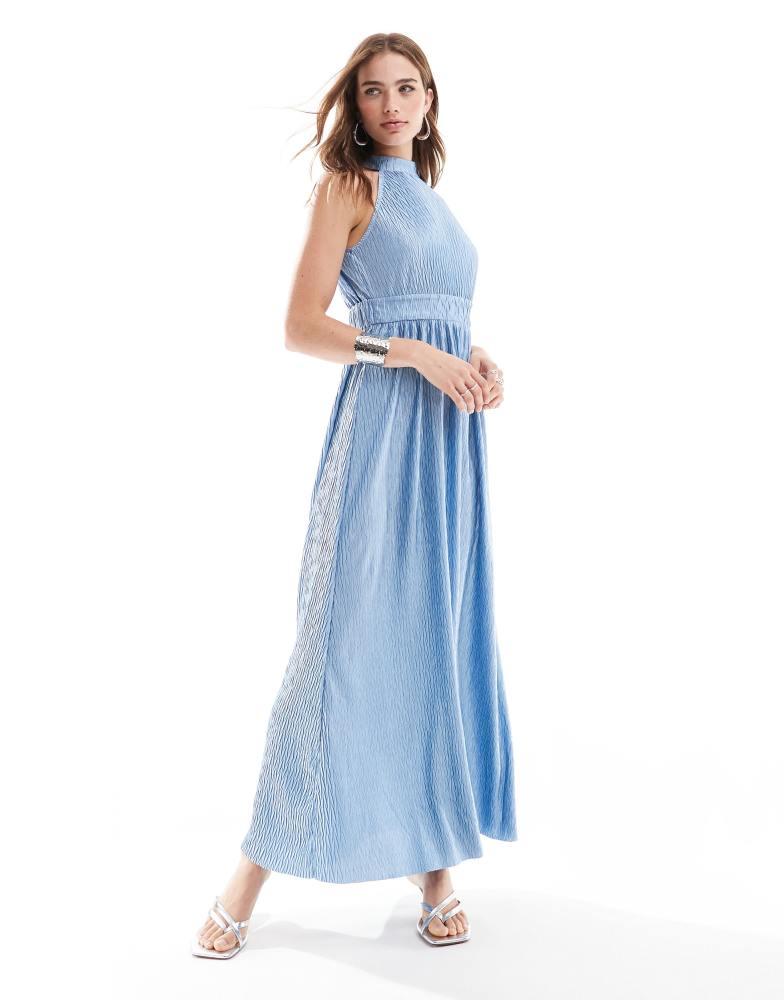Y.A.S. YAS halterneck maxi dress in alaskan blue - MBLUE
