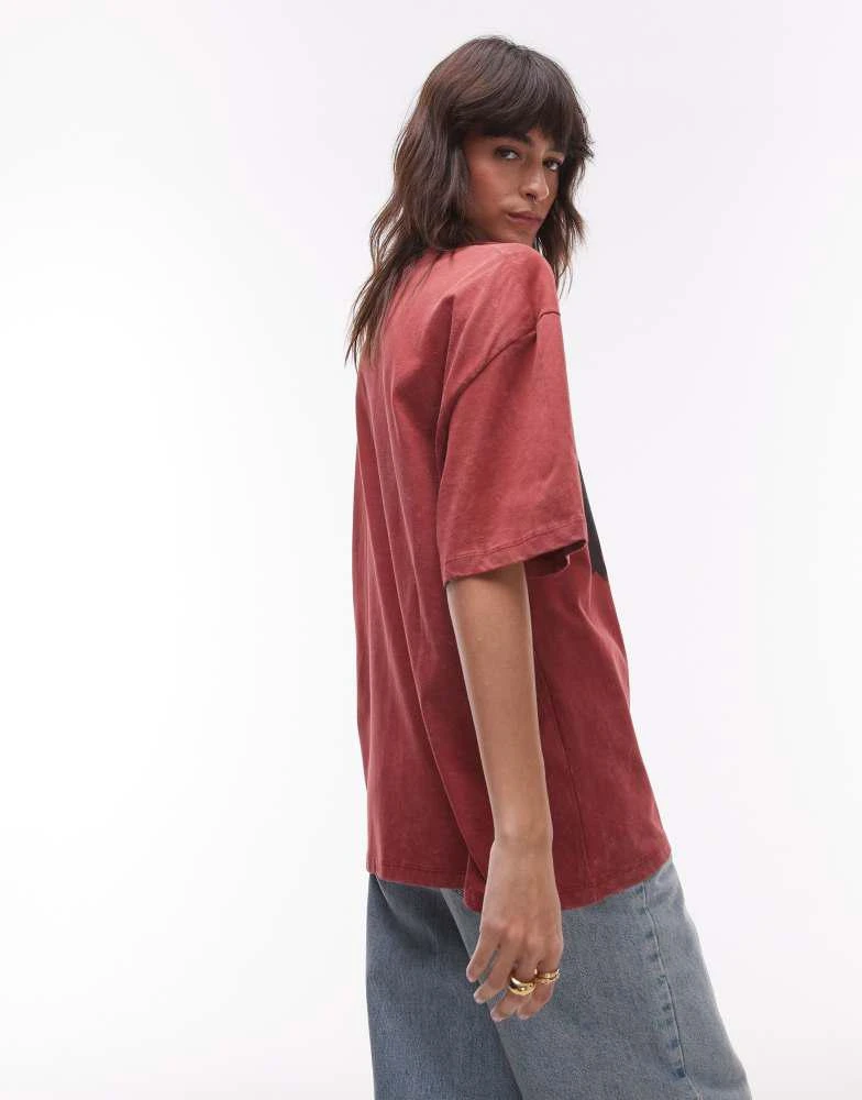 Topshop Topshop graphic Arizona holiday oversized tee in burgundy 3
