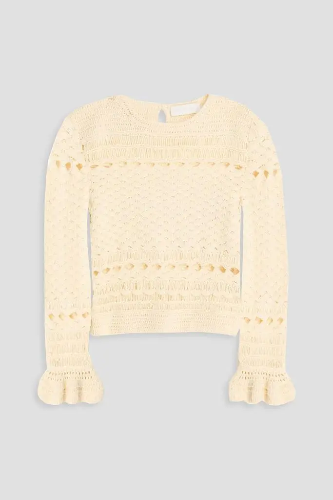 Zimmermann Ruffled crocheted cotton sweater