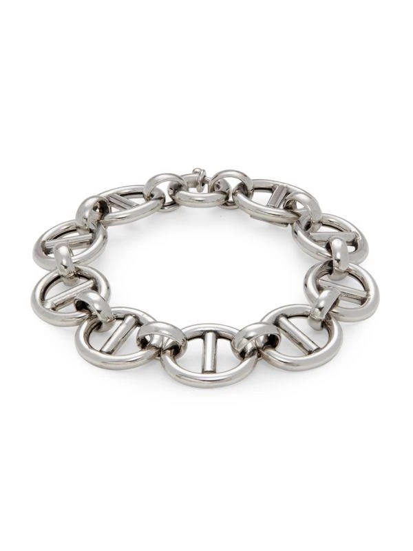 Saks Fifth Avenue Rhodium Plated Sterling Silver Puffed Mariner Link Bracelet 1