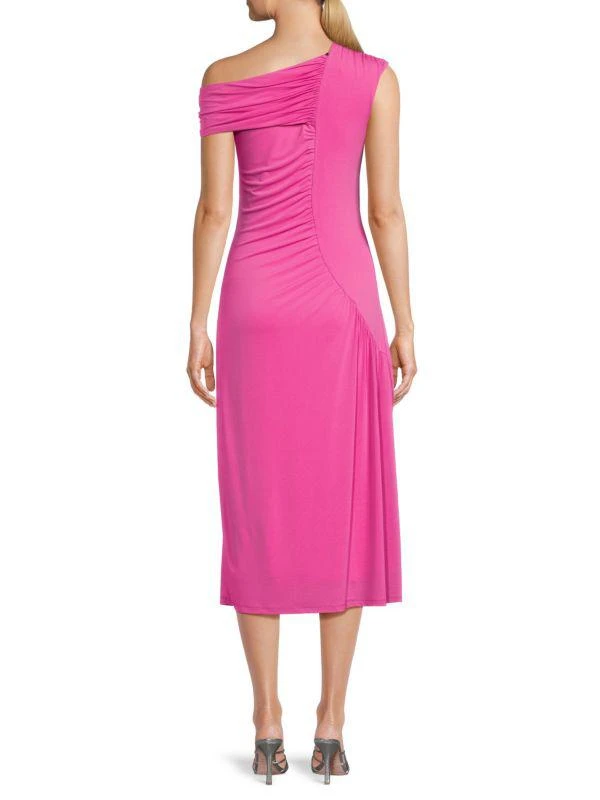 Adrienne Landau Asymmetric Ruched Midi Dress 2