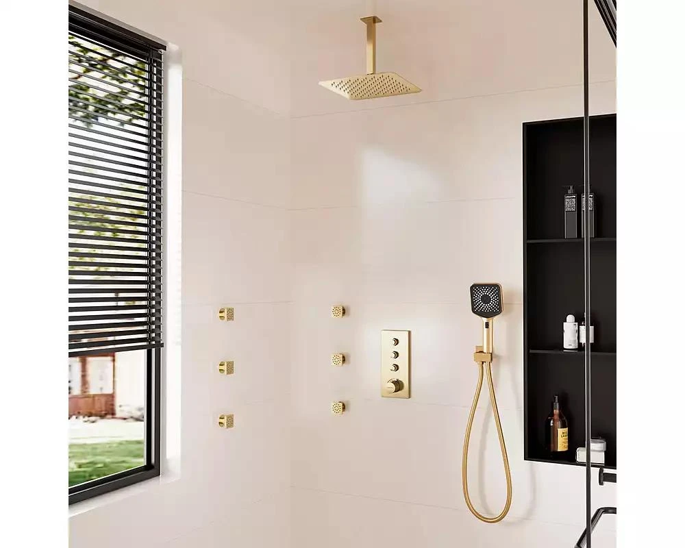 CASAINC 3 Functions 12 Inch Ceiling Mounted Thermostatic Shower System 2