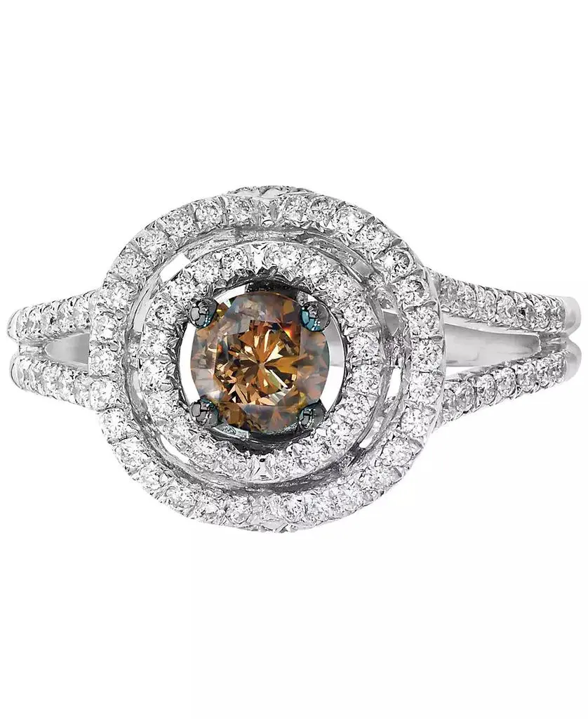 Le Vian Chocolate Diamond (3/8 ct. t.w.) & Vanilla Diamond (3/8  ct. t.w.) Double Halo Ring in 18k White Gold