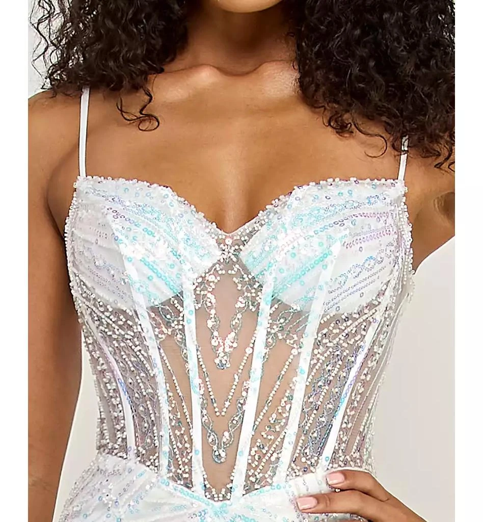 B Darlin Juniors
 Sequin Detail Corset Illusion Long Gown 4