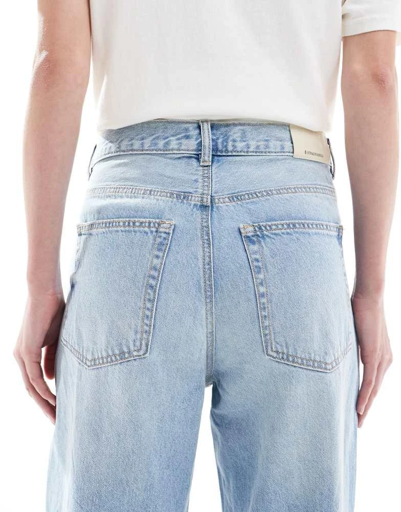 Stradivarius Stradivarius Tall D88 baggy jean in mid blue wash 4