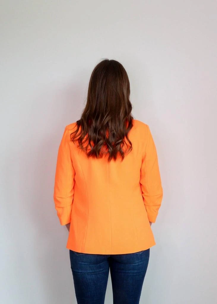 SKIES ARE BLUE Casual Bright Blazer In Neon Tangerine 3