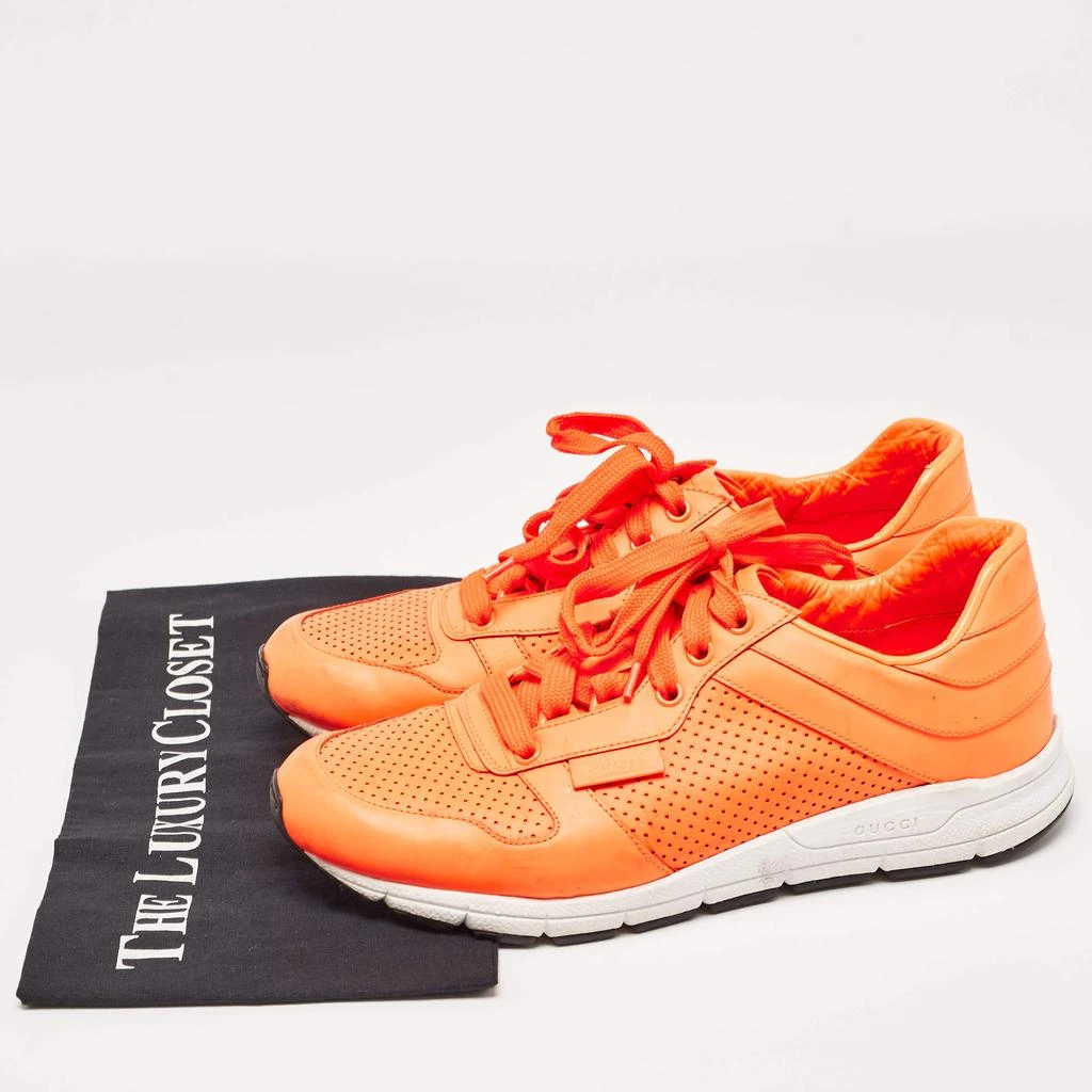 Gucci Gucci Neon Orange Perforated Leather Low Top Sneakers Size 40.5 11
