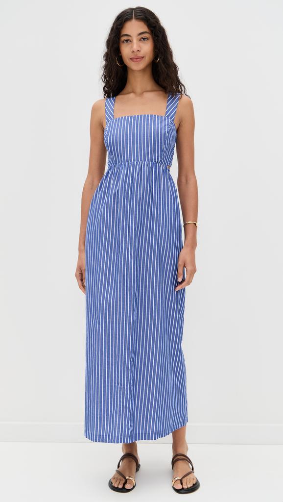 Stateside Poplin Stripe Open Back Midi Dress