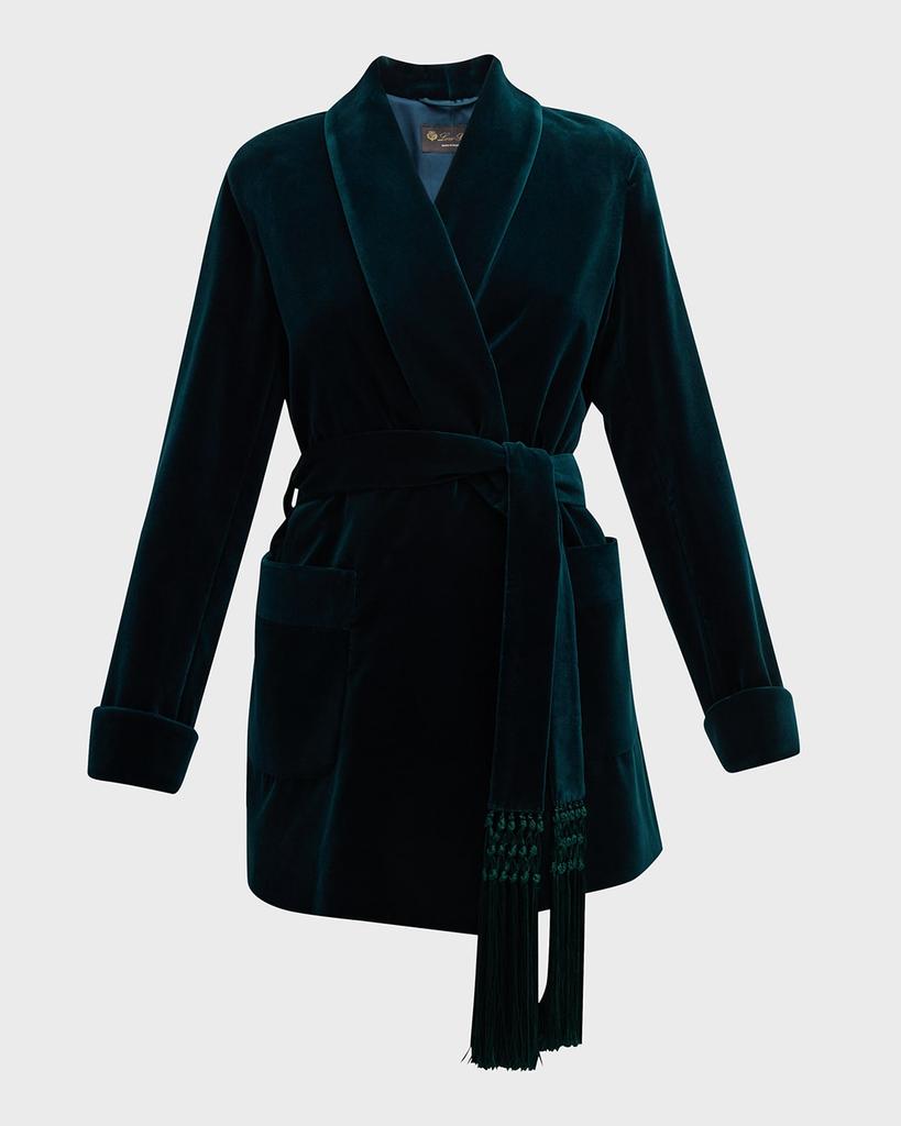 Loro Piana Giacca Raniya Belted Velvet Wrap Coat