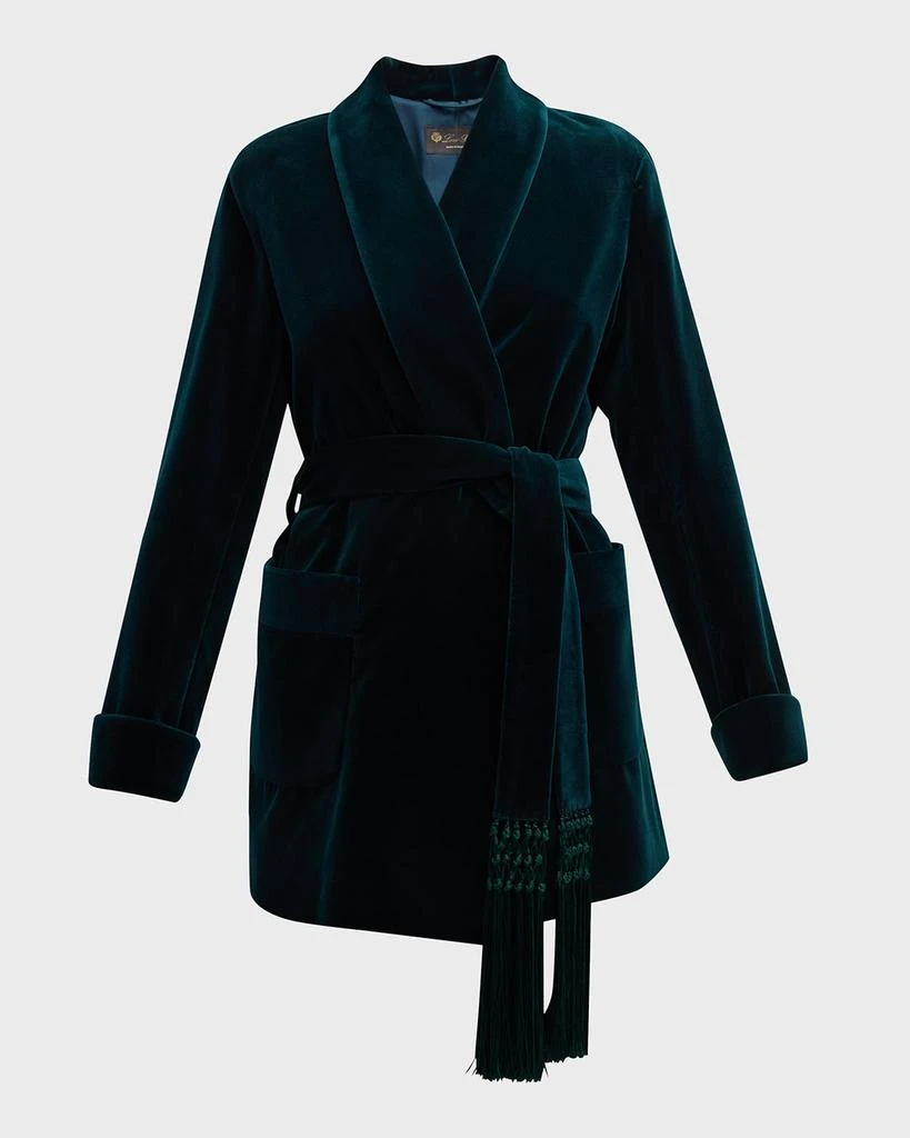 Loro Piana Giacca Raniya Belted Velvet Wrap Coat 2