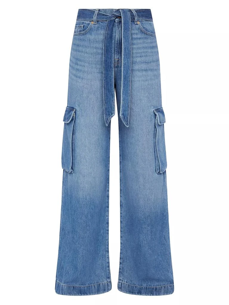 7 For All Mankind Denim Tie-Waist Cargo Palazzo Jeans 1