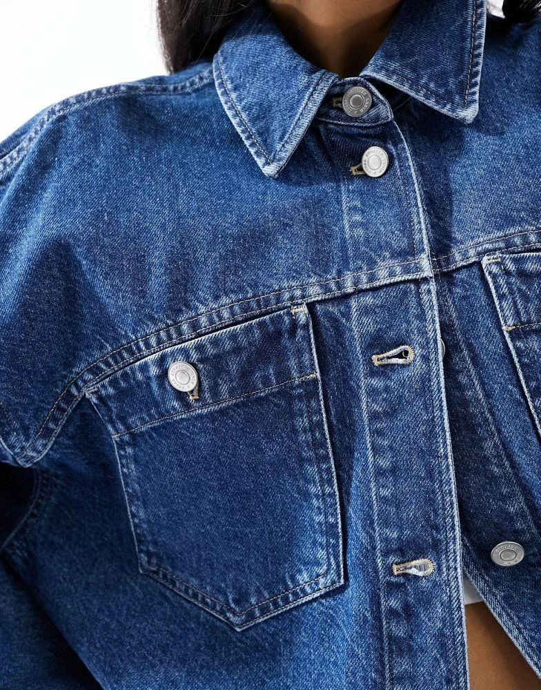 & Other Stories & Other Stories cropped denim jacket volume sleeves in  blue wash 3