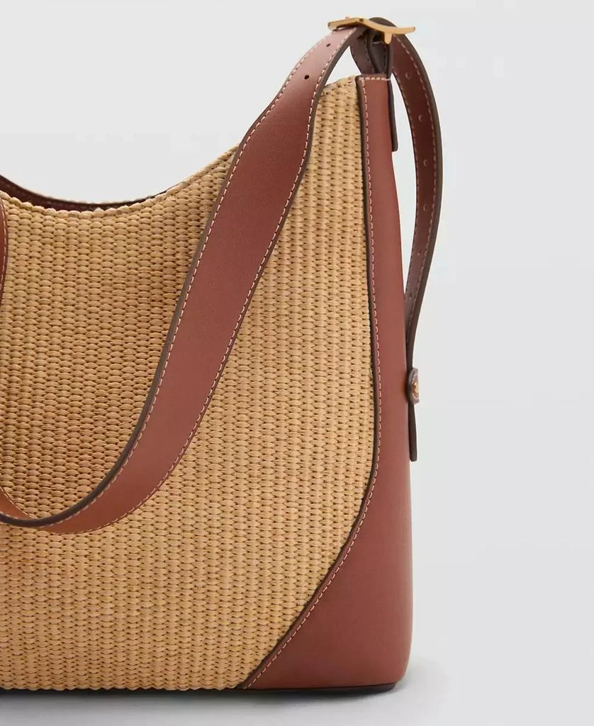 Mango Women's Contrast Canvas Shoulder Bag 4