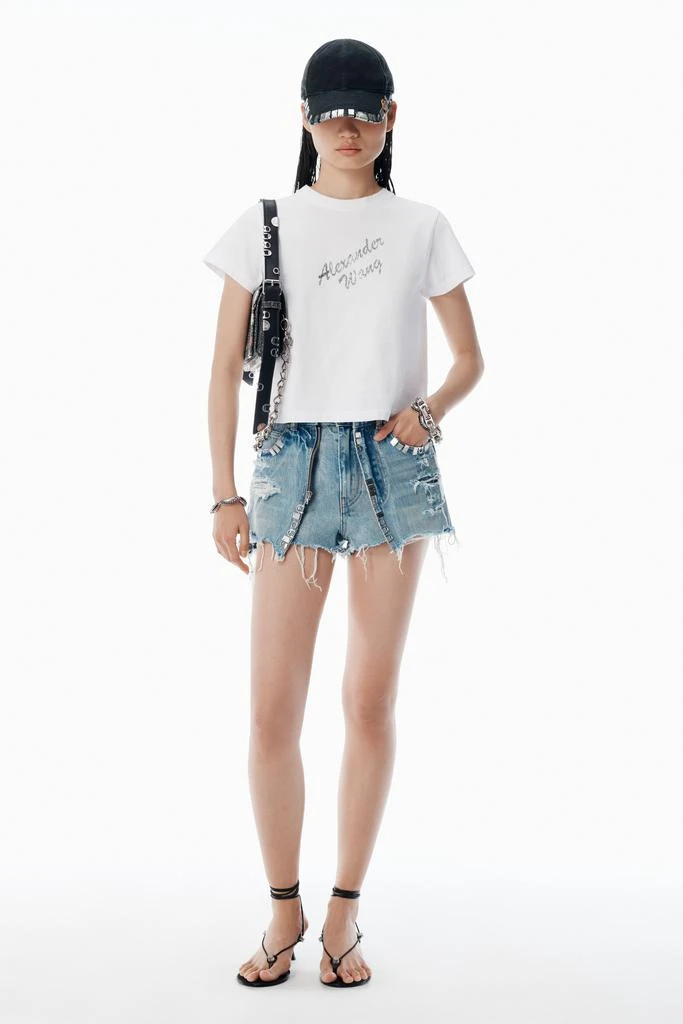 Alexander Wang White Crystal Hotfix & Cotton Logo Tee 5