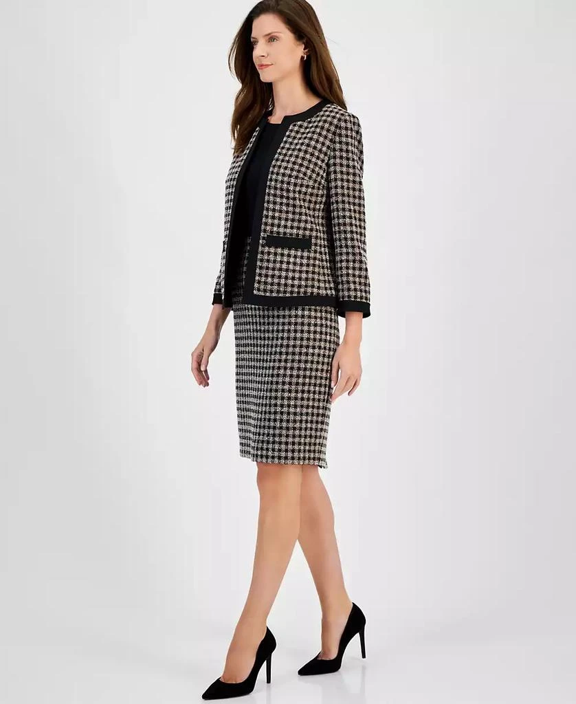 Kasper Petite Plaid Contrast-Framed Open-Front Jacket 3