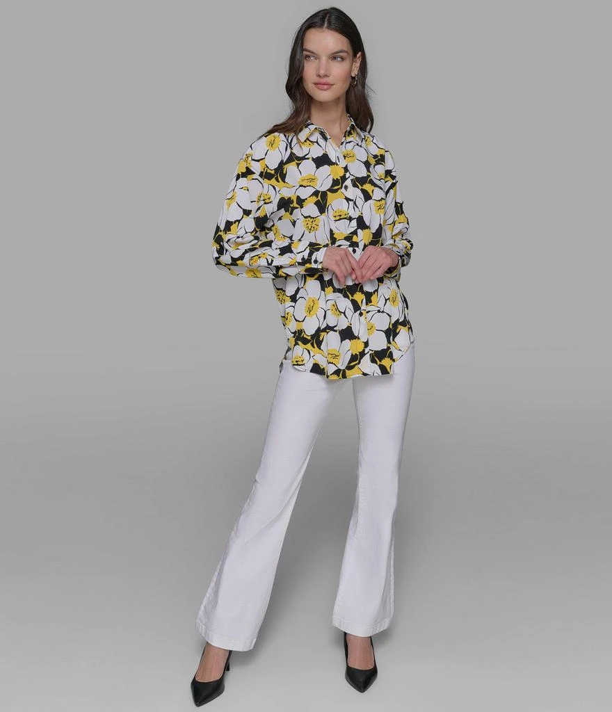 Karl Lagerfeld Paris DAFFODIL SILKY BUTTON DOWN BLOUSE 8
