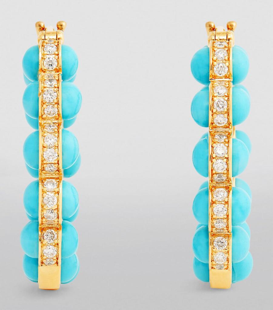 L'ATELIER NAWBAR Yellow Gold, Diamond and Enamel The Cobalt Hoop Earrings