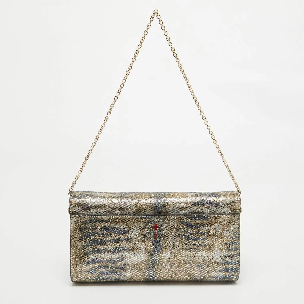 Christian Louboutin Christian Louboutin Gold/Blue Printed Glitter Riviera Clutch Bag 4
