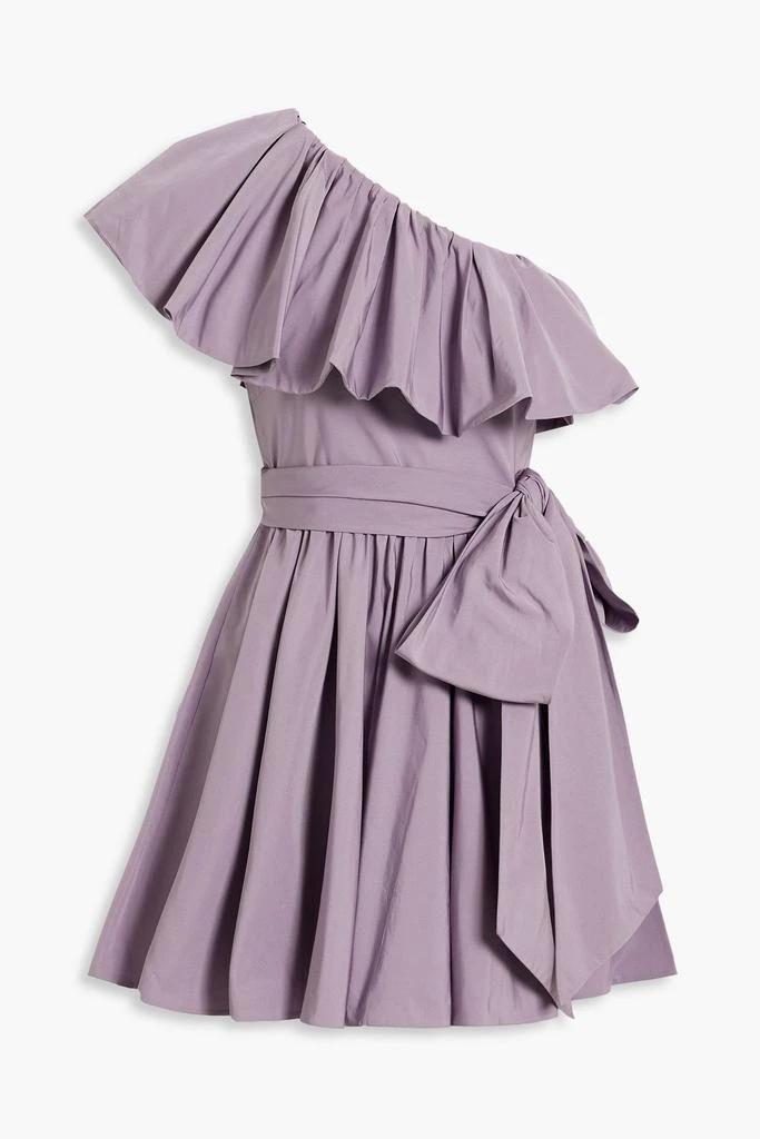 Valentino One-shoulder ruffled cotton-blend faille mini dress 1