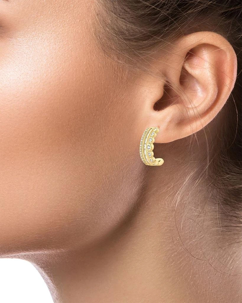 Kenneth Jay Lane Round, Baguette & Pavé Cubic Zirconia Half Hoop Earrings 2
