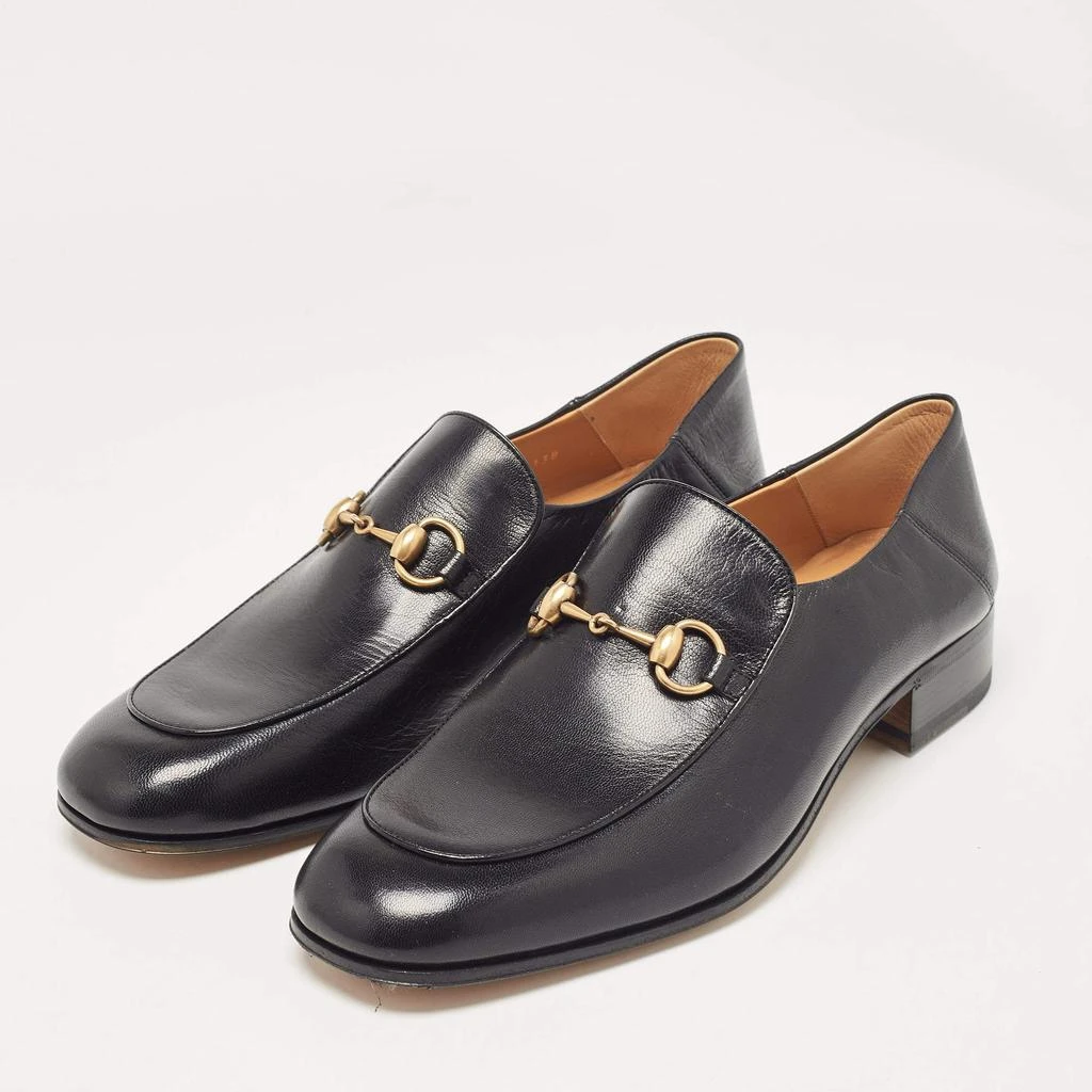 Gucci Gucci Black Leather Horsebit Quentin Slip On Loafers Size 44 2
