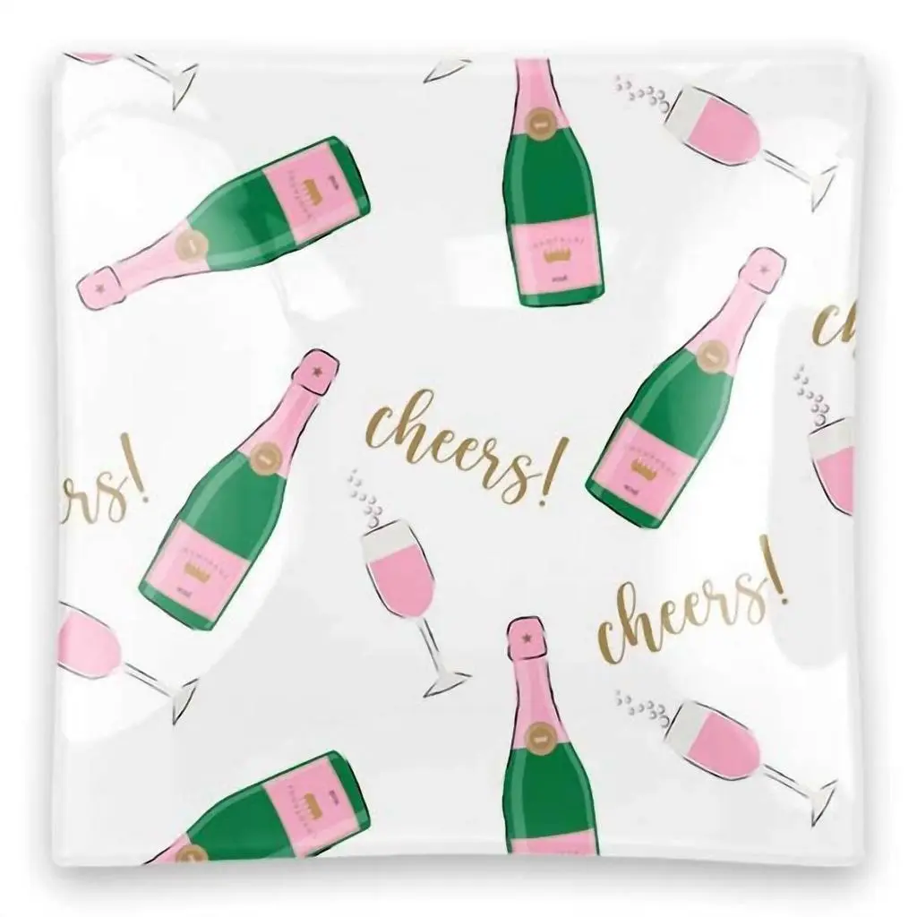 Clairebella Clairebella - Glass Champagne Square Trinket Tray