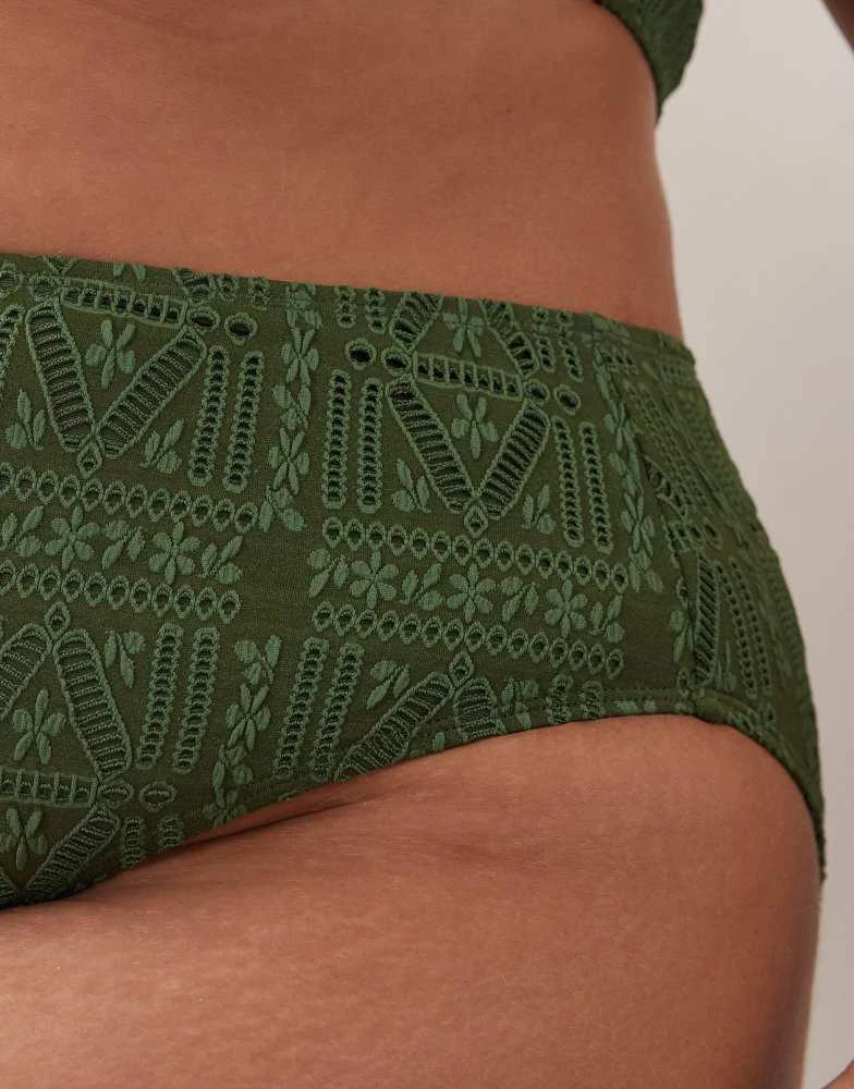 ASOS ASOS DESIGN Curve Kyle high leg high waist bikini bottom in olive 3