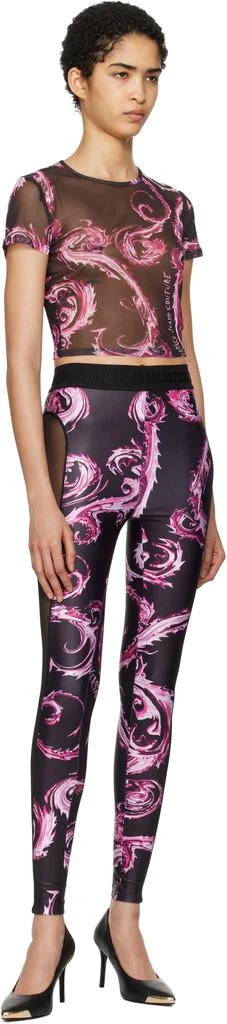 Versace Black Chromo Couture Mesh Paneled Leggings 4